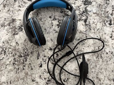 Black and Blue Gaming Headset with Microphone, Volume Control & USB/3.5mm Jack
