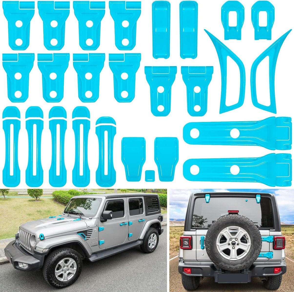 2018-2025 Jeep Wrangler - 26PCS Full Set Exterior Decoration Trim Kit