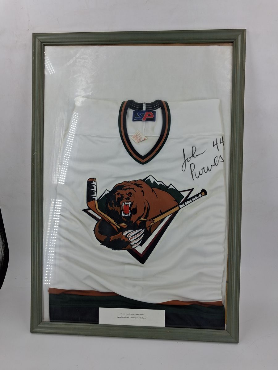 Framed Utah Grizzlies SP Hockey Jersey Signed by John Purves #44