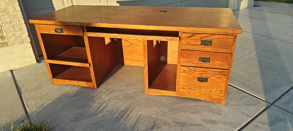 Solid Wood Office Executive Desk - 74.5" long with Drawers & Keyboard Tray