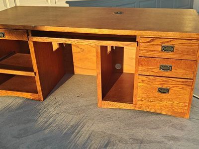 Solid Wood Office Executive Desk - 74.5" long with Drawers & Keyboard Tray