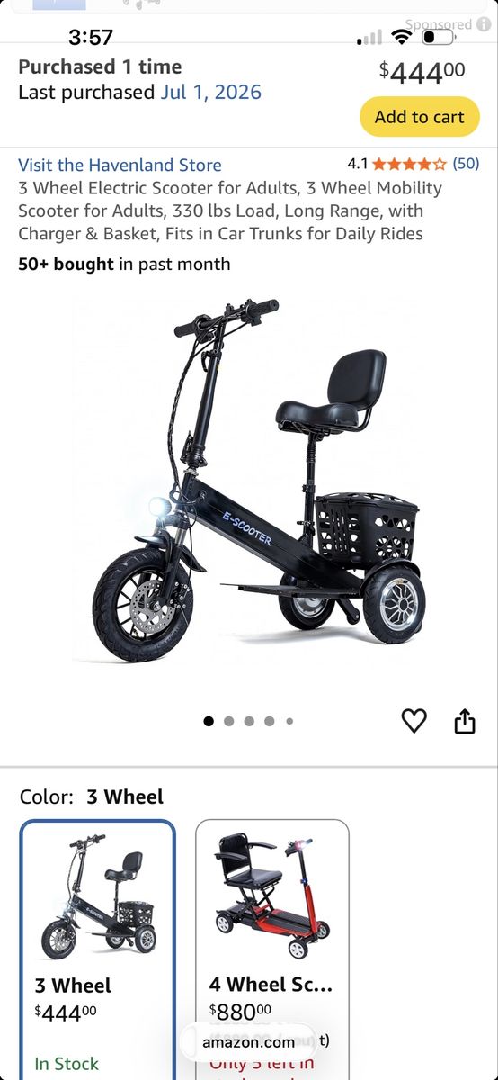 Havenland 3-Wheel Electric Mobility Scooter