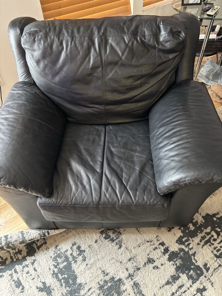 Black Leather Armchair Accent Chair