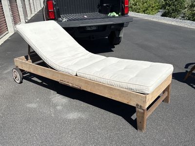 Pottery Barn teak Teak Outdoor Chaise Lounge With Wheels 2 available