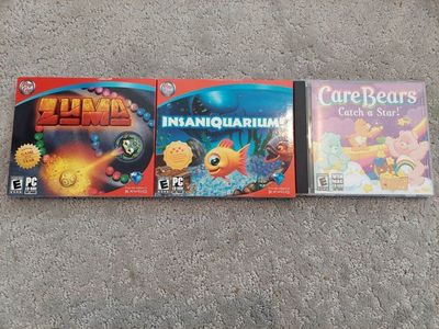 Care Bears Catch a Star, Zuma, & Insaniquarium PC CD-ROM Games - Retro Software Bundle