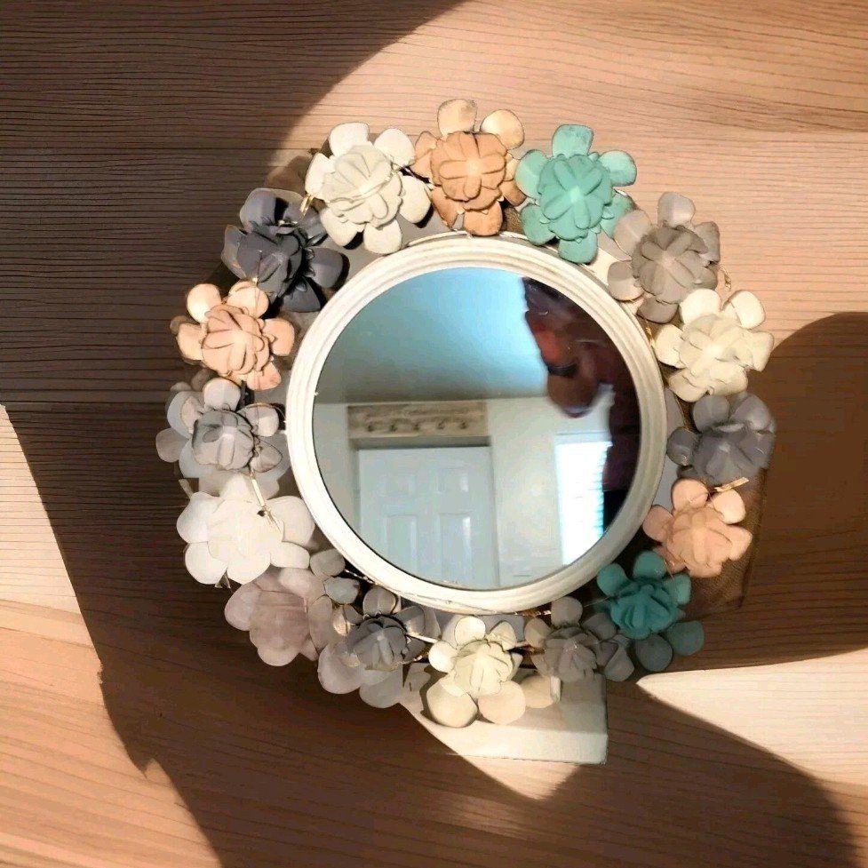 Beautiful Vintage Boho Flower Tabletop Mirror