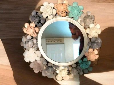 Beautiful Vintage Boho Flower Tabletop Mirror
