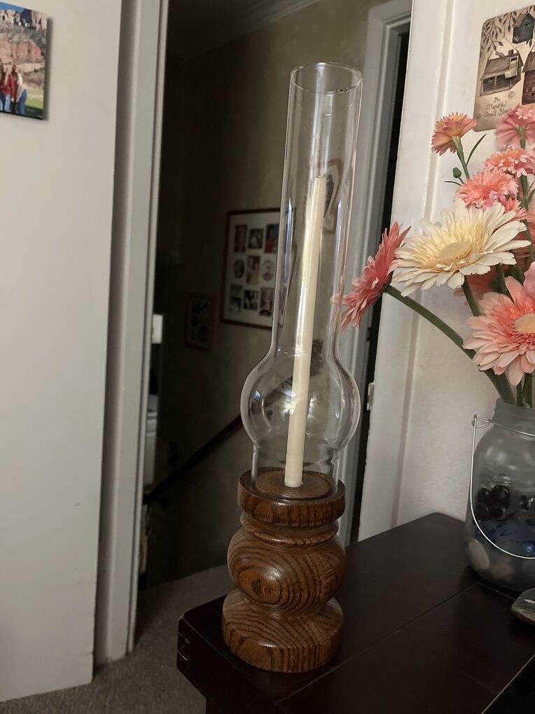 Lamp With candle inside glass container