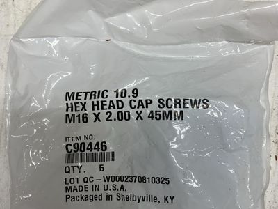 Metric 10.9 Hex Head Cap Screws M16 x 2.00 x 45mm Qty 5