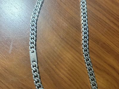 Silver-Tone Miami Cuban Link Chain Necklace - Unisex Fashion Jewelry, Good Condition