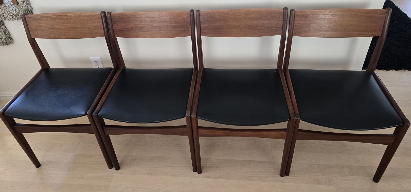 Vintage Danish Modern Teak-back Dining Chairs by Frem Røjle – Set of Four