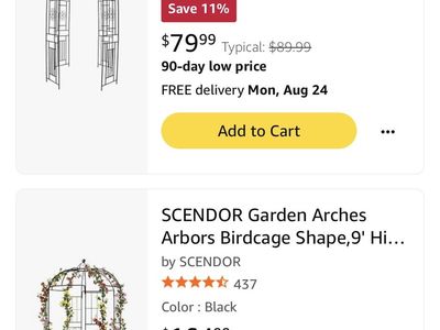 GO Steel Garden Arch Arbor 8' High x 5'2" Wide - Black Metal Pergola Gazebo