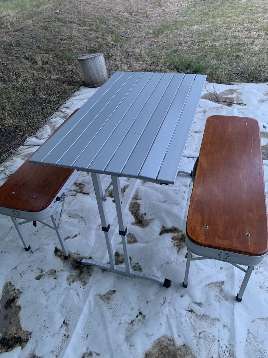 Propel aluminum folding table with benches