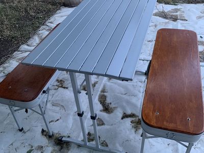 Propel aluminum folding table with benches