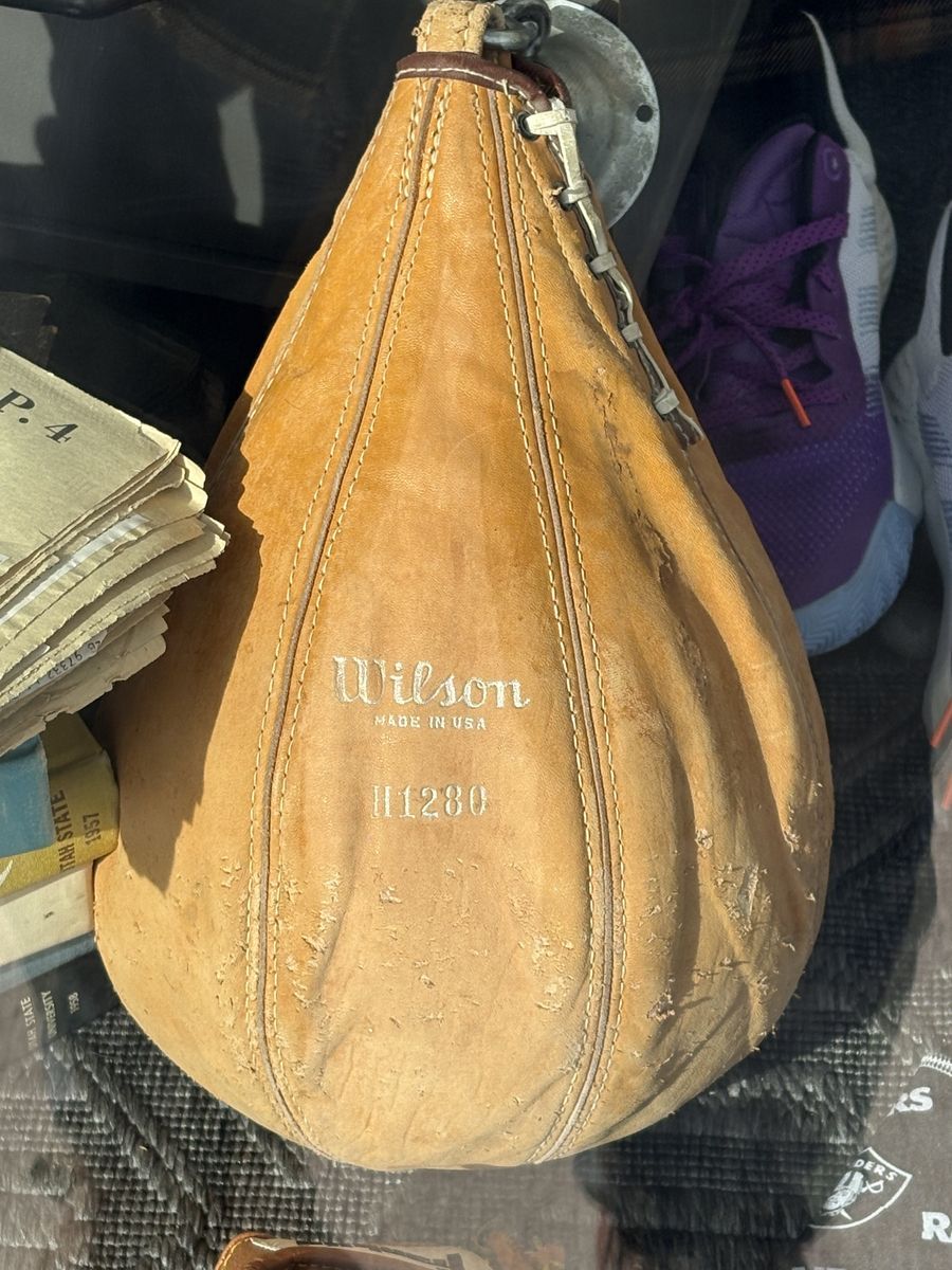 Antique leather boxing speed bag. Awesome vintage decor.  USA made by Wilson