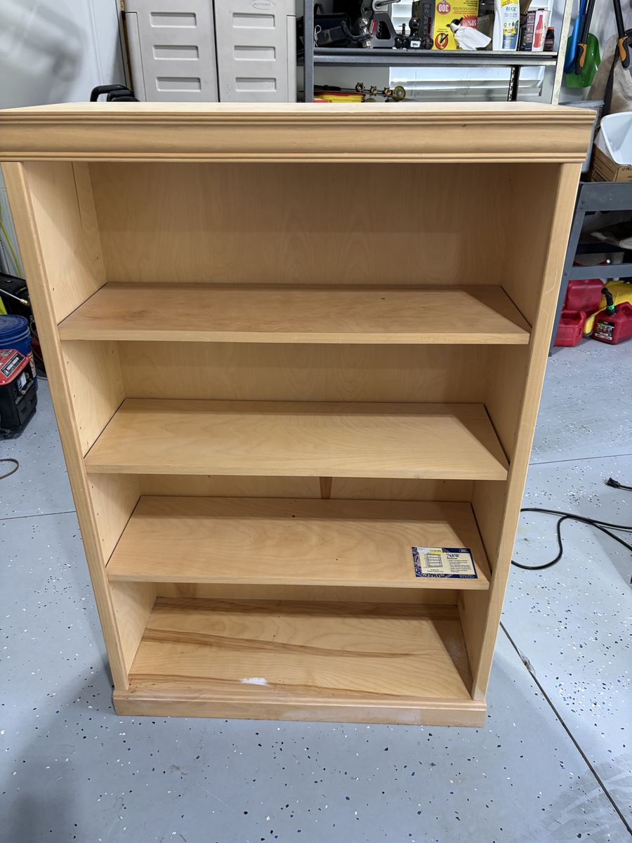 Brand new-Natural Light Wood 4-Tier Bookshelf with Adjustable Shelves