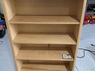 Brand new-Natural Light Wood 4-Tier Bookshelf with Adjustable Shelves