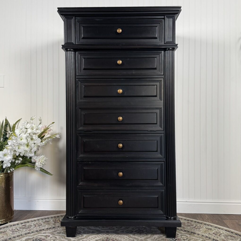 Drexel Black Secretary Desk Chest / Dresser
