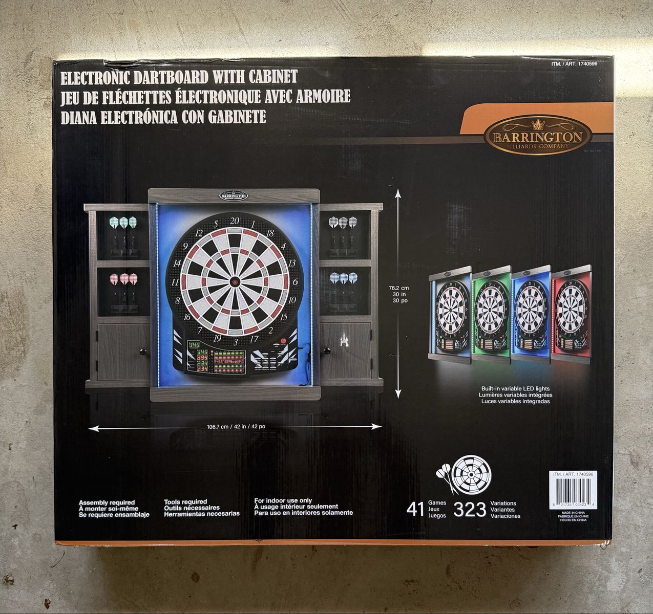 Barrington Electronic Dartboard with Cabinet and LED Lights
