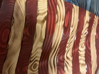 Hand carved wavy wood American flag