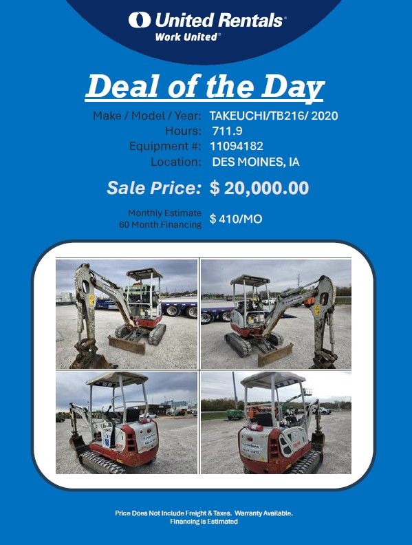 Mini Excavator Takeuchi TB216 , 2020 low hrs  711