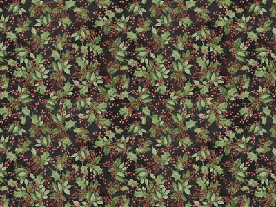 Christmas fabric - Packed Holly - free US shipping with 2 yards or more