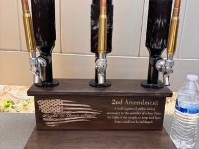 Custom 2nd Amendment 3-Tap Draft Beer Dispenser with Bullet Handles