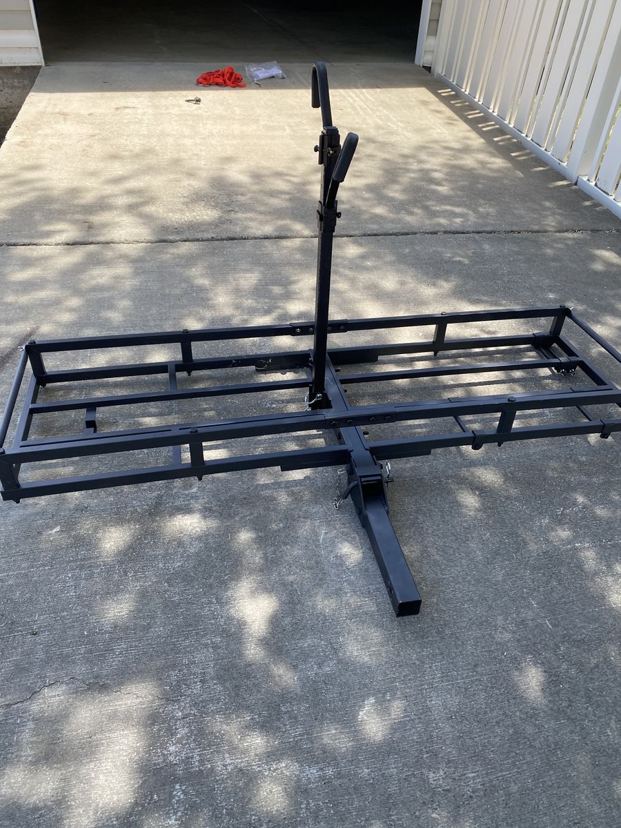 Hitch mounted cargo/bike rack