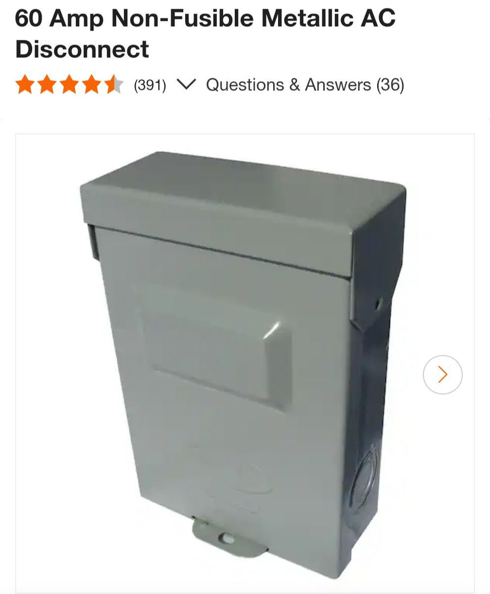 New Halex 60 Amp Non-Fusible Metallic AC Disconnect