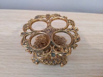 Vintage 50s or 60s Ornate Gold Tone/Brass Lipstick Holder Stand