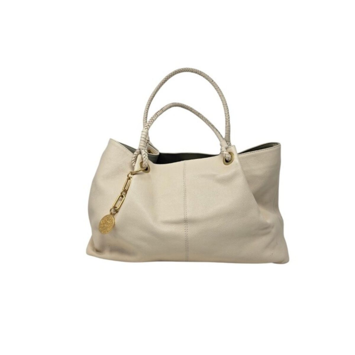 Vince Camuto Eshva Pebbled Leather Large Tote Bag Warm Vanilla Cream