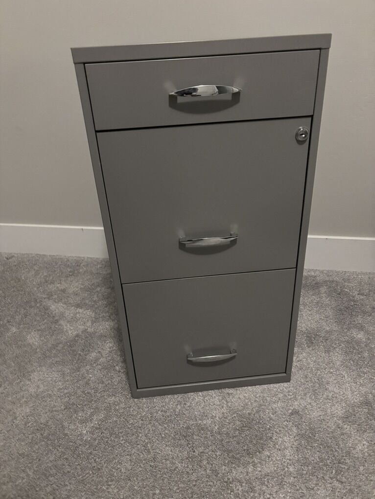 3 Drawer Gray Filing Cabinet Metal