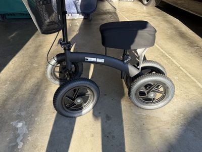 KneeRover Economy Knee Scooter with Basket - Black, All-Terrain Wheels can hold up to 400lbs