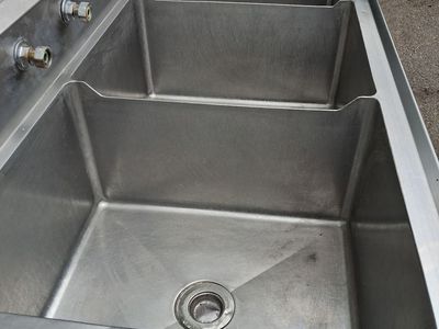 Commercial Stainless Steel 3-Compartment Sink with Dual Spray Faucets
