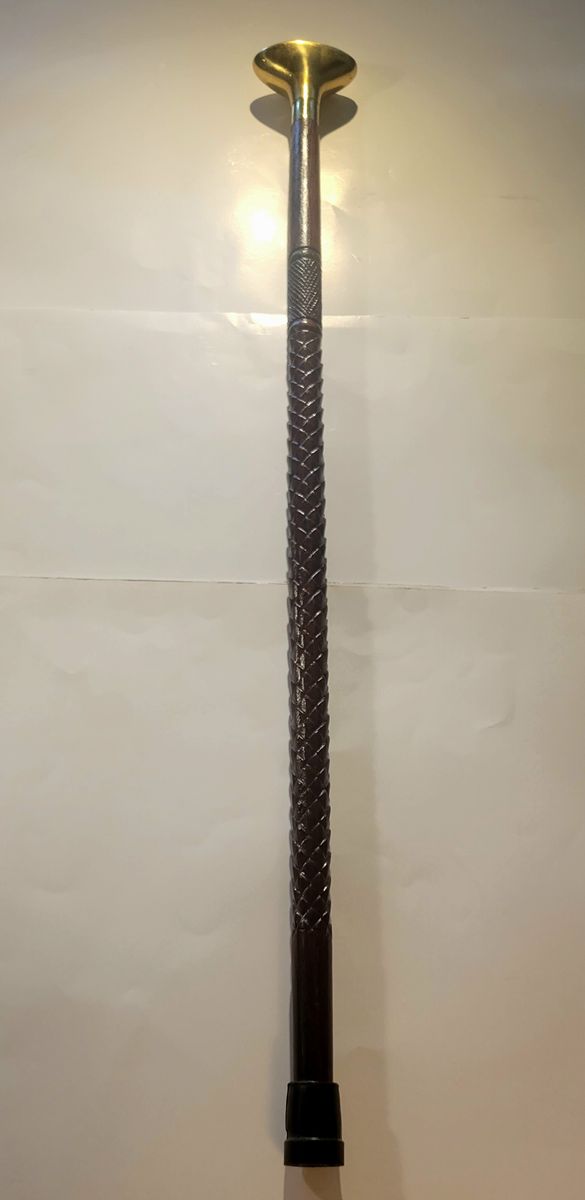 Nautical Style-Ornate Brass Screw On Head-Wood Walking Cane