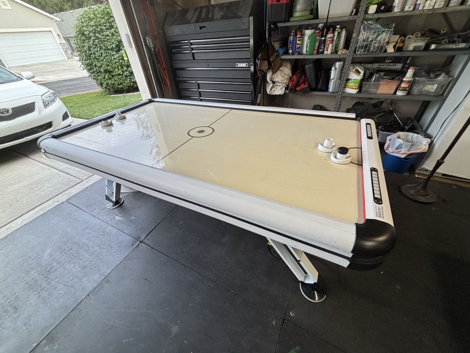 Air Hockey Table - White Carbon Fiber Finish with Electronic Scoring