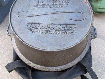 Nice Camp Chef Cast Iron Ultimate Turkey Roaster Dutch Oven Cooker Ready To Go!