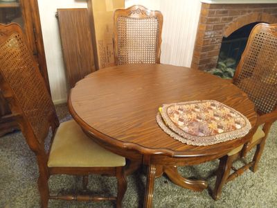 Wooden Dining Table with Chairs - Used Good