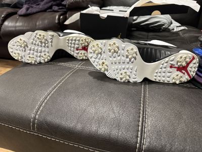 Jordan 9 Low Golf Shoes Men's Size 10 - Black/White with Red Jumpman, Excellent Condition