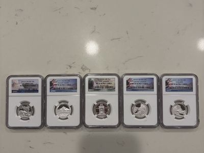 2010 S Silver PF 70 Ultra Cameo America the Beautiful 25C Quarter Set - (5 Coins)