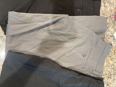 3 Men's Haggar Dress Pants Size 33x32 Black Grey Pinstripe