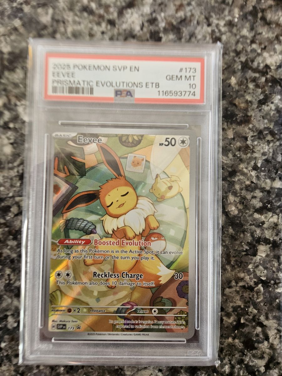 PSA 10 Gem Mint Eevee #173 Prismatic Evolutions ETB Pokemon Card