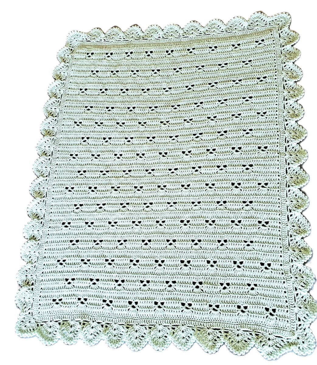 Hand Crocheted Mint Green Baby Afghan