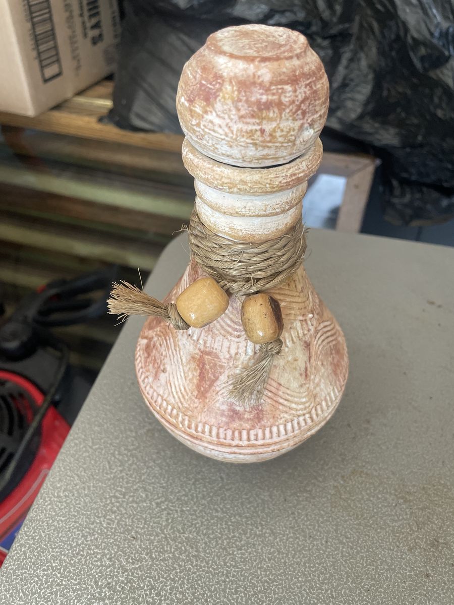 Decorative Terracotta Vase with Woven Rope & Wooden Beads - Unique Home Decor Accent