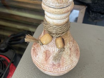 Decorative Terracotta Vase with Woven Rope & Wooden Beads - Unique Home Decor Accent