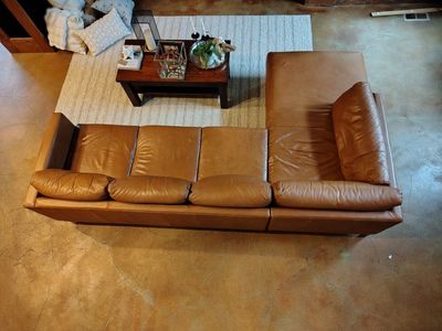 Full Leather L-shaped couch -$600