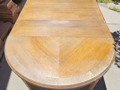 Vintage Oval Wood Dining Table with Removable Leaf Insert