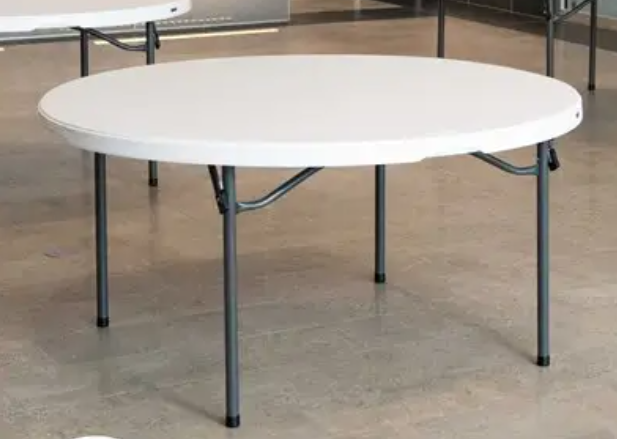 NIB, New Lifetime 60" Round Commercial Grade Nesting Folding Table Granite White Wedding, Banquet