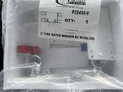 Washer box with valves, 2 inch fire rated, new