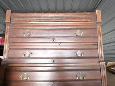 Vintage Wooden 3-Drawer Dresser Chest with Brass Hardware